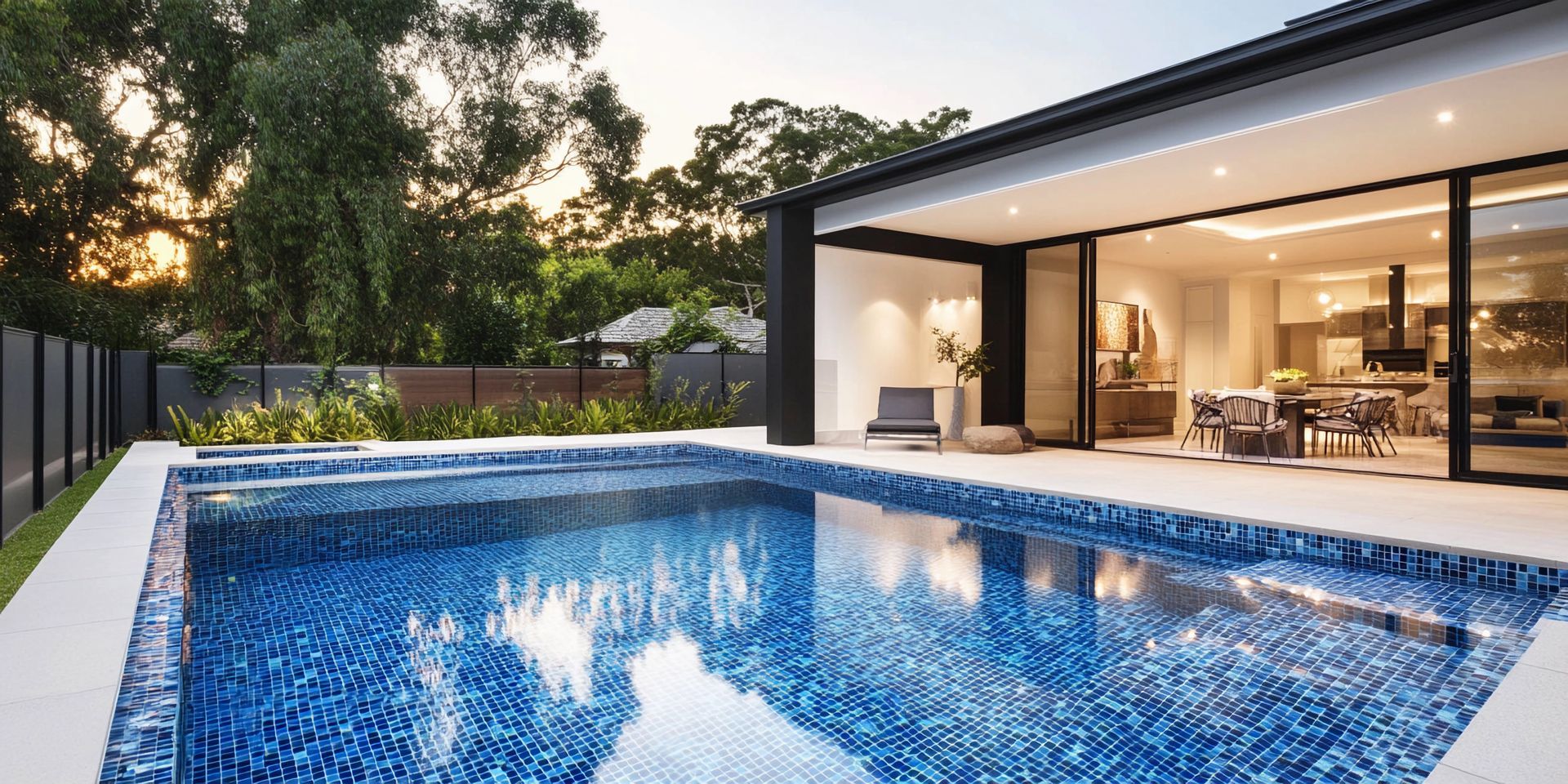 Stone path winds through lush, green hillside garden.