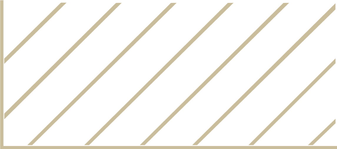 Rectángulo de color canela con rayas diagonales de color beige.