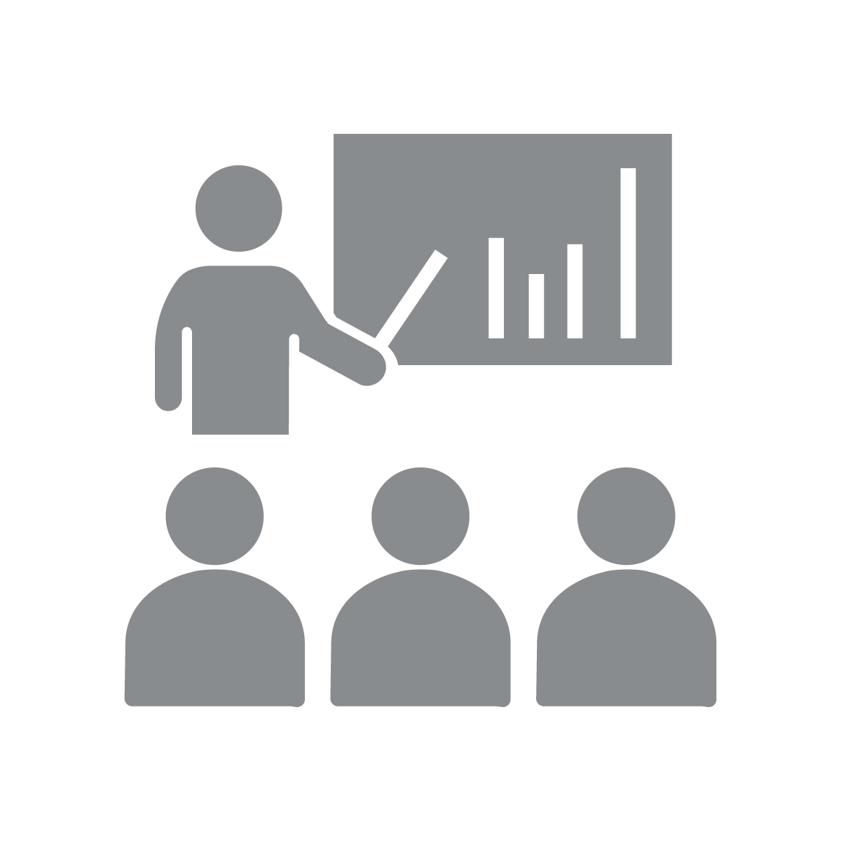 A graph with a rising arrow made of lines and dots on a white background.