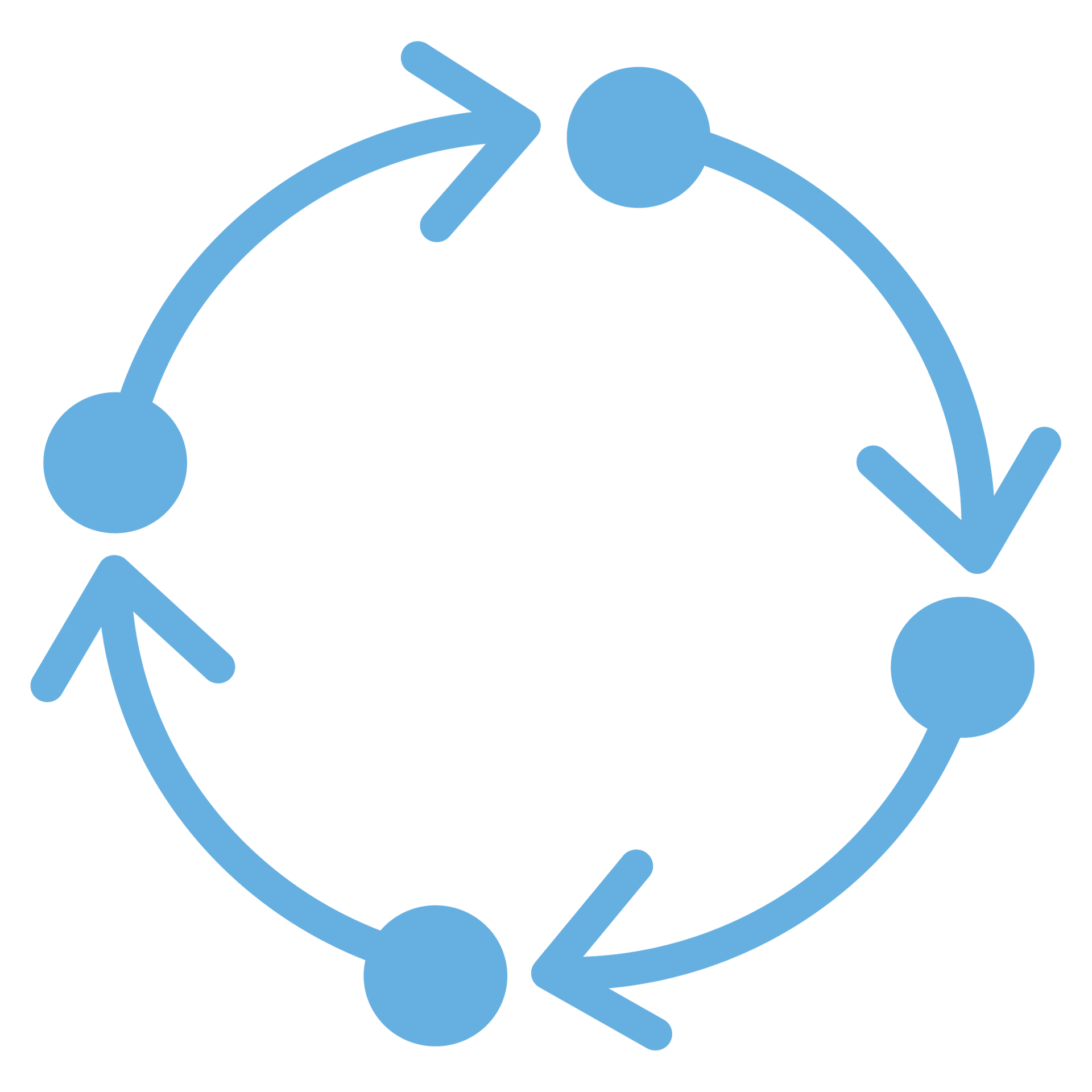 A blue circle with four arrows pointing in opposite directions.