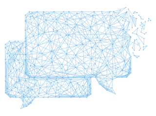 A speech bubble made of lines and dots on a white background.