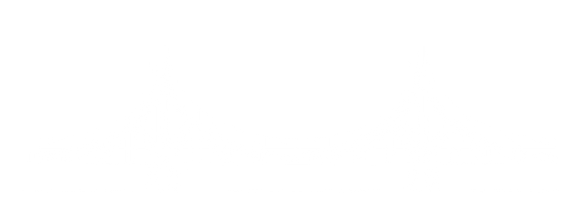 A blue and white drawing of a bridge on a white background.