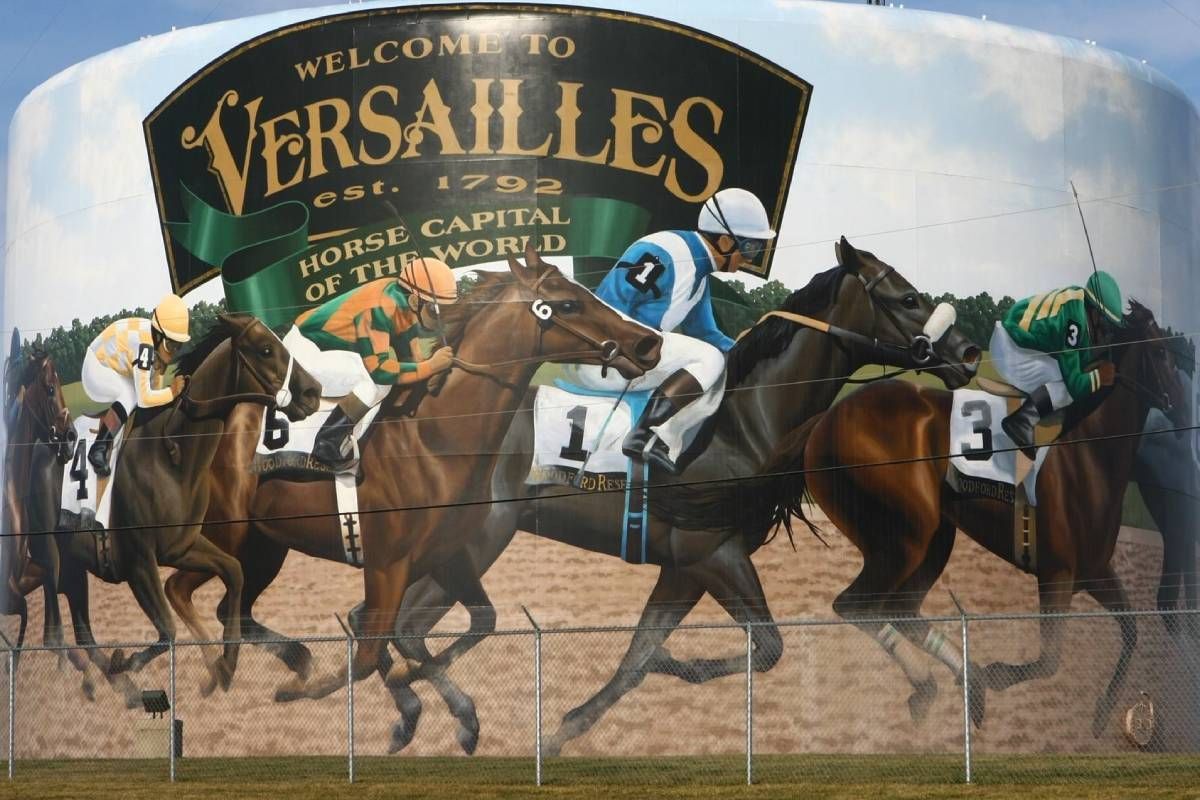 An image of the Versailles water tower mural near Versailles, Kentucky (KY)