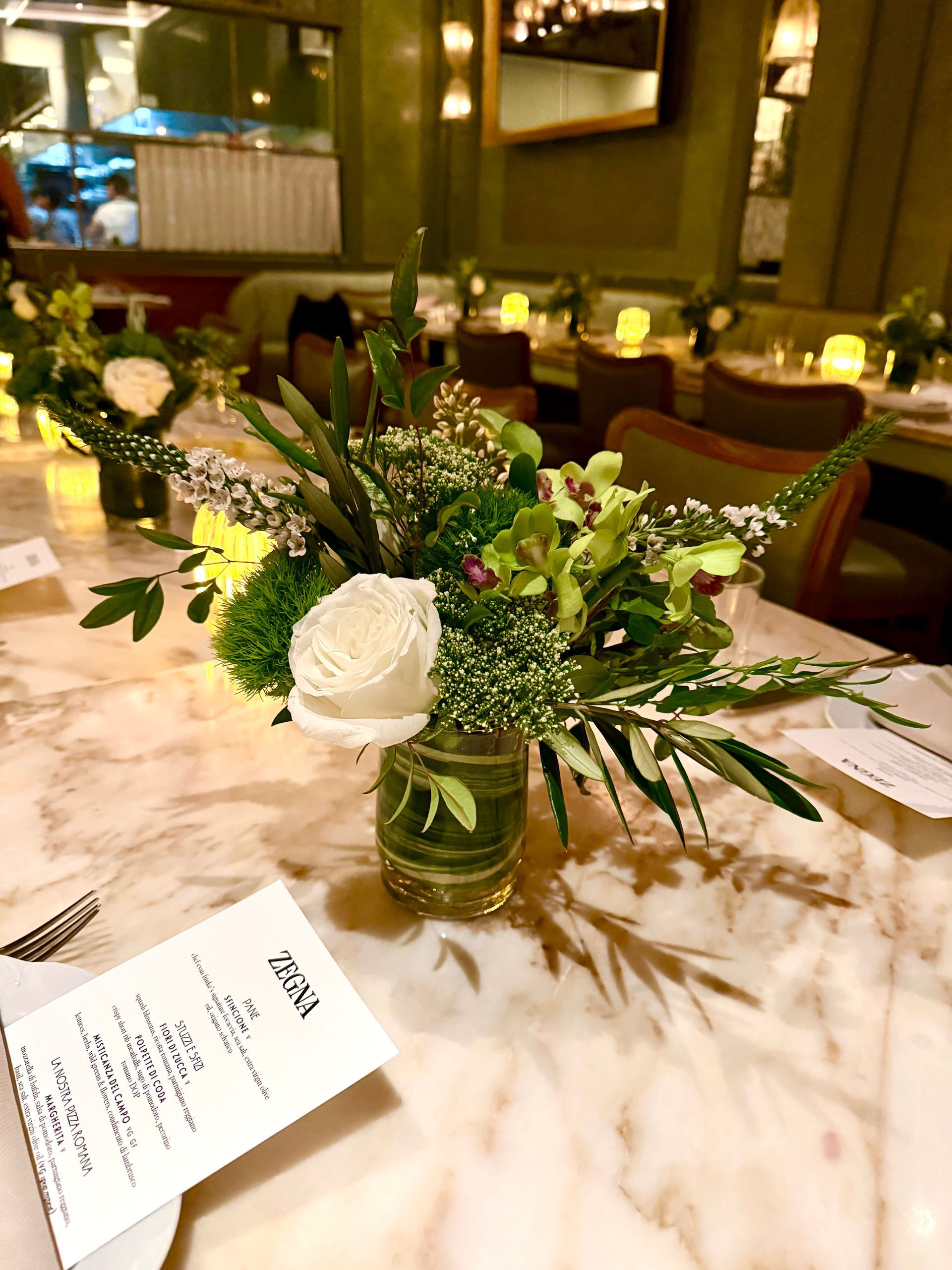 Sophisticated green and white corporate arrangements