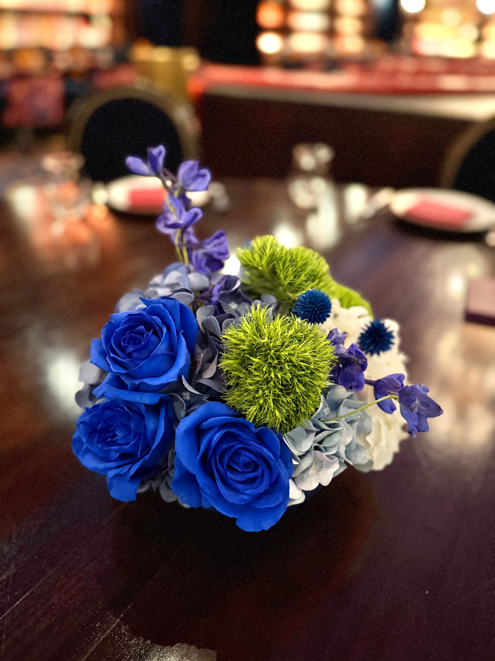 Blue rose arrangements, corporate floral arrangement