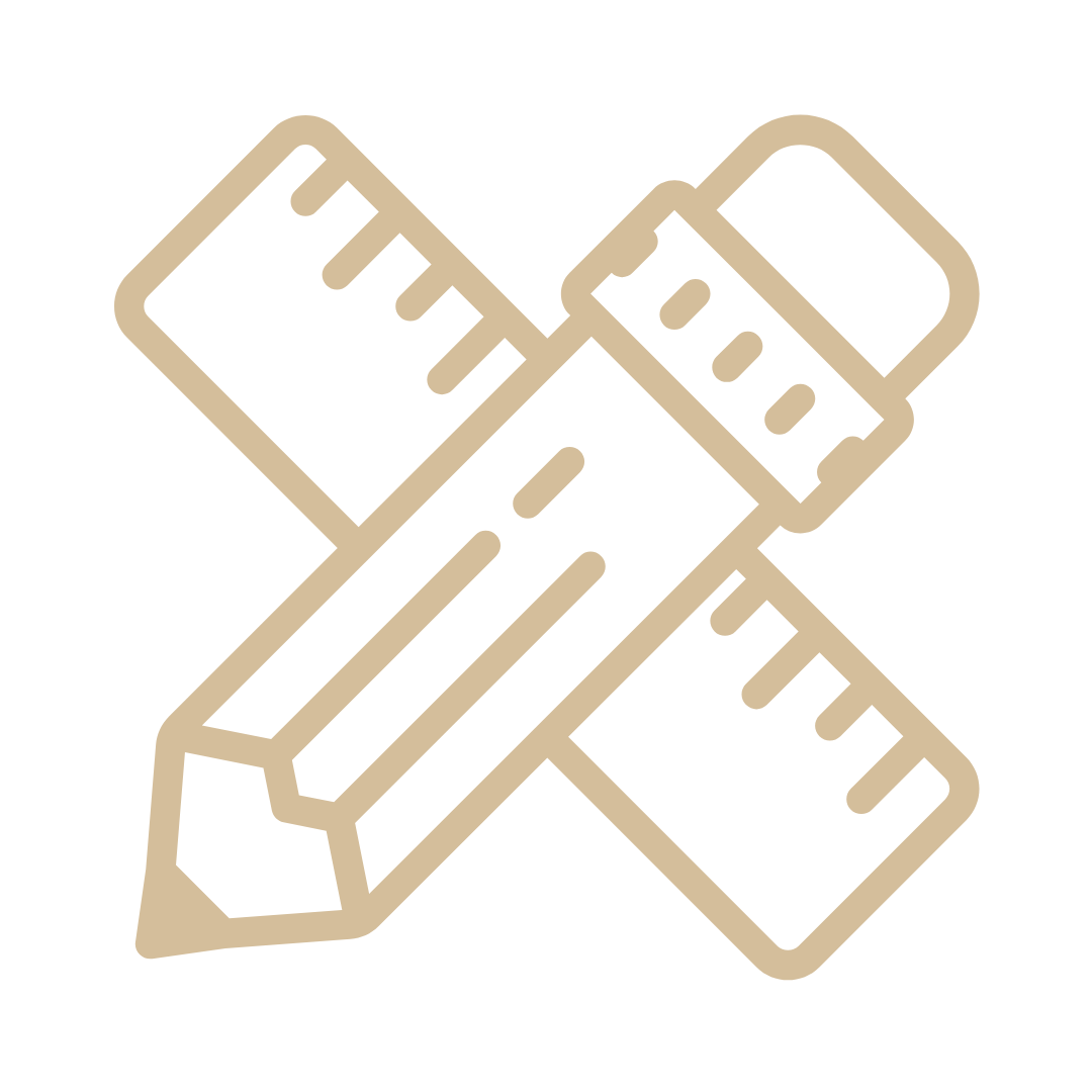 Una matita e un righello incrociati su uno sfondo bianco.