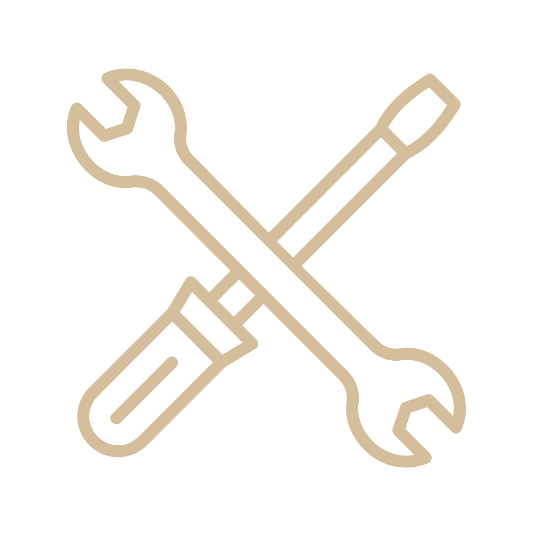 Una chiave inglese e un cacciavite incrociati su uno sfondo bianco.