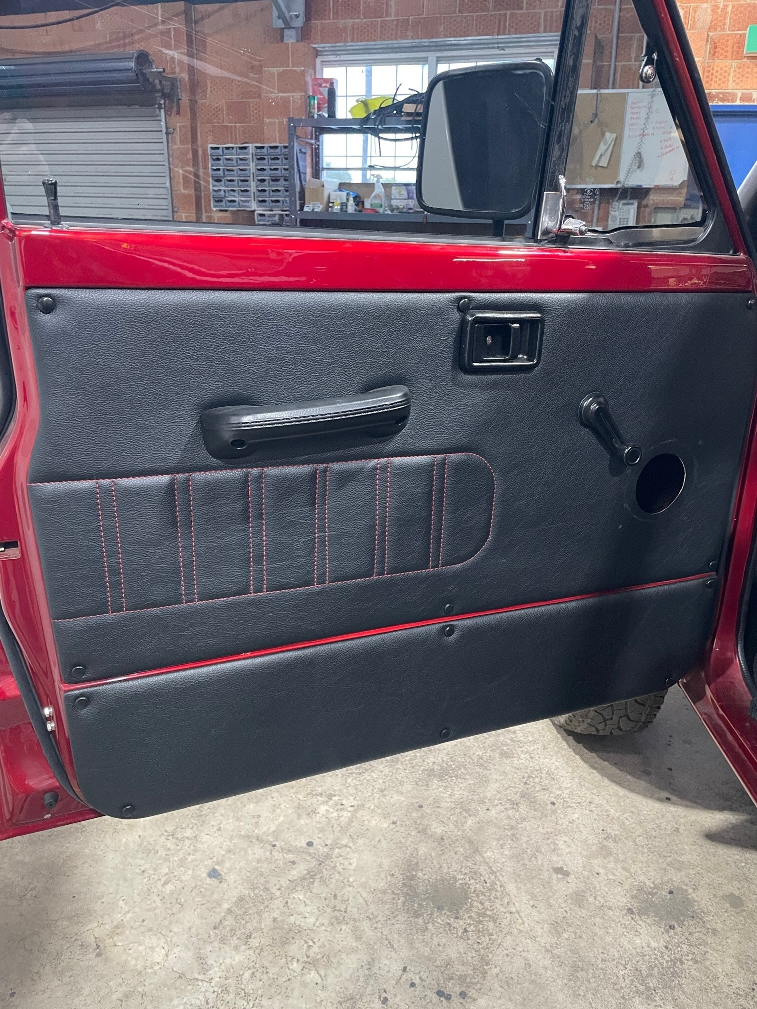 The Inside Of A Car Door With Red Outlines — Simmons Glass & Trim In Bathurst, NSW