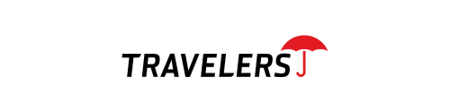 Travelers logo with an umbrella over the letter