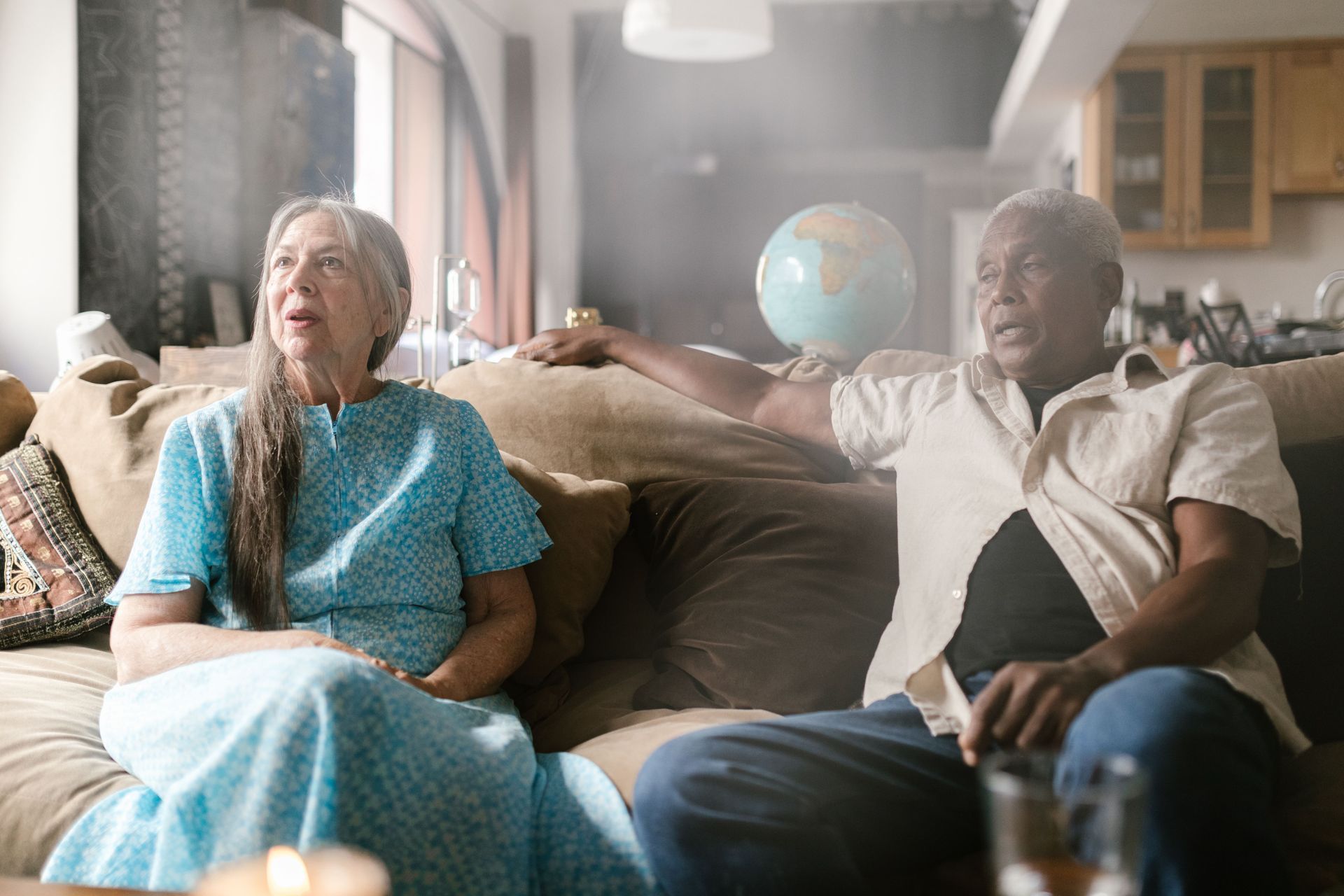 Senior Arizona couple reviewing burial and final expense insurance options together at home