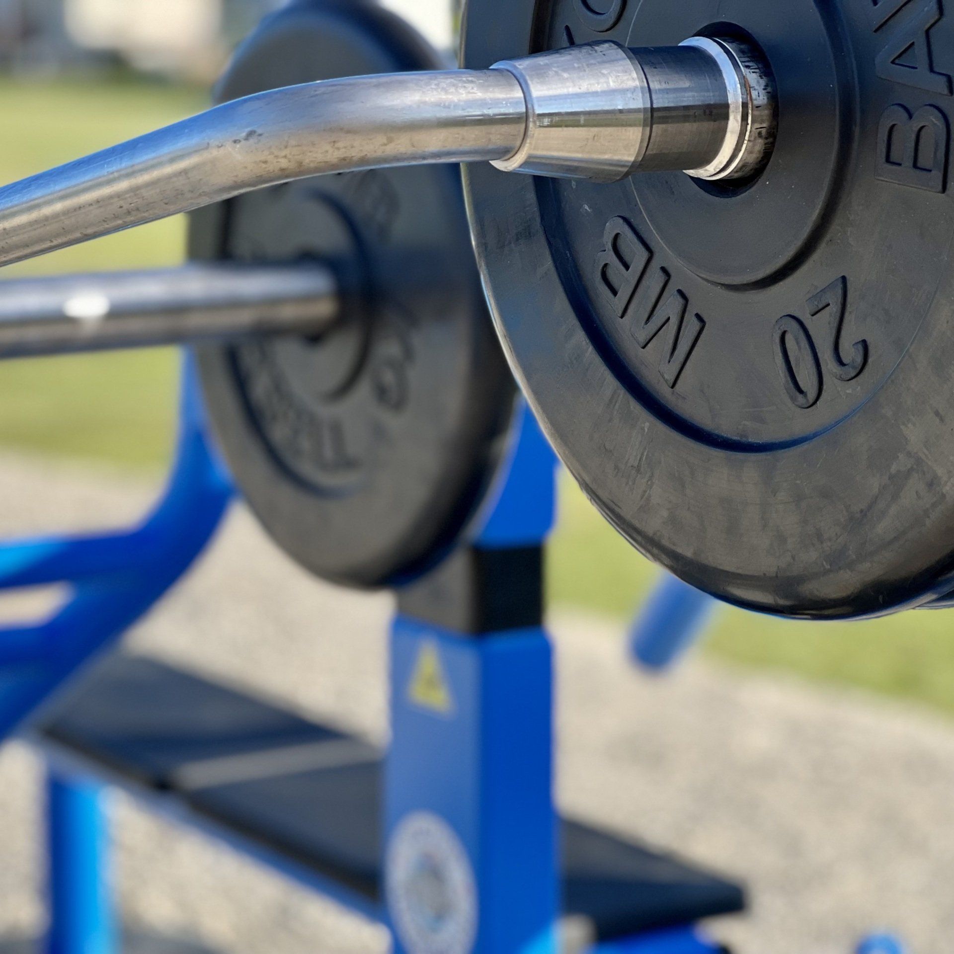 En skivstång med siffran 20 på