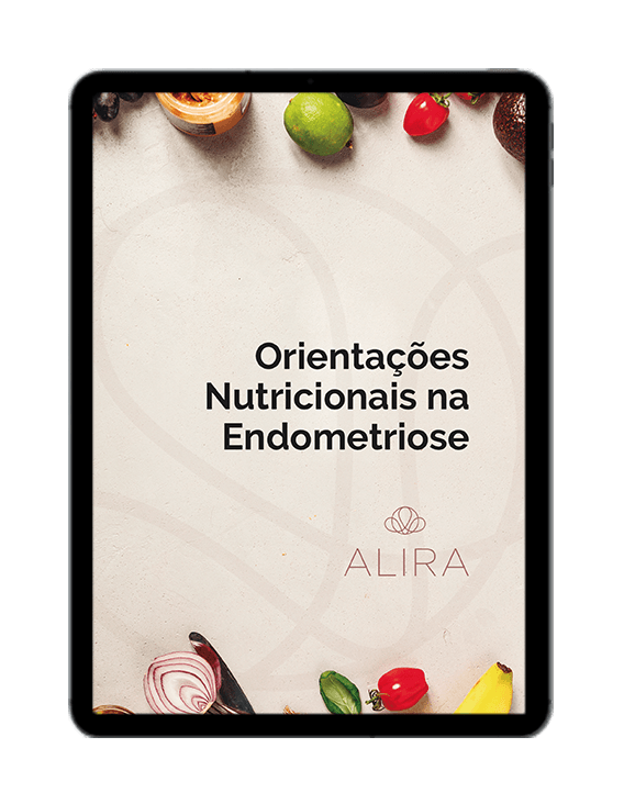 Um tablet com uma imagem de frutas e vegetais.