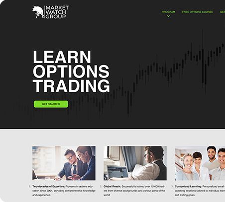A screenshot of the learn options trading website.