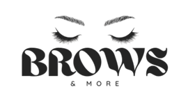 A logo for a beauty salon called Brows and More.