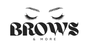 A logo for a beauty salon called Brows and More.