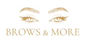 A logo for a beauty salon called Brows and More.
