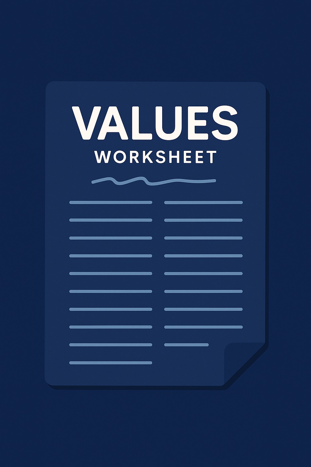 Blue “Values Worksheet” document.