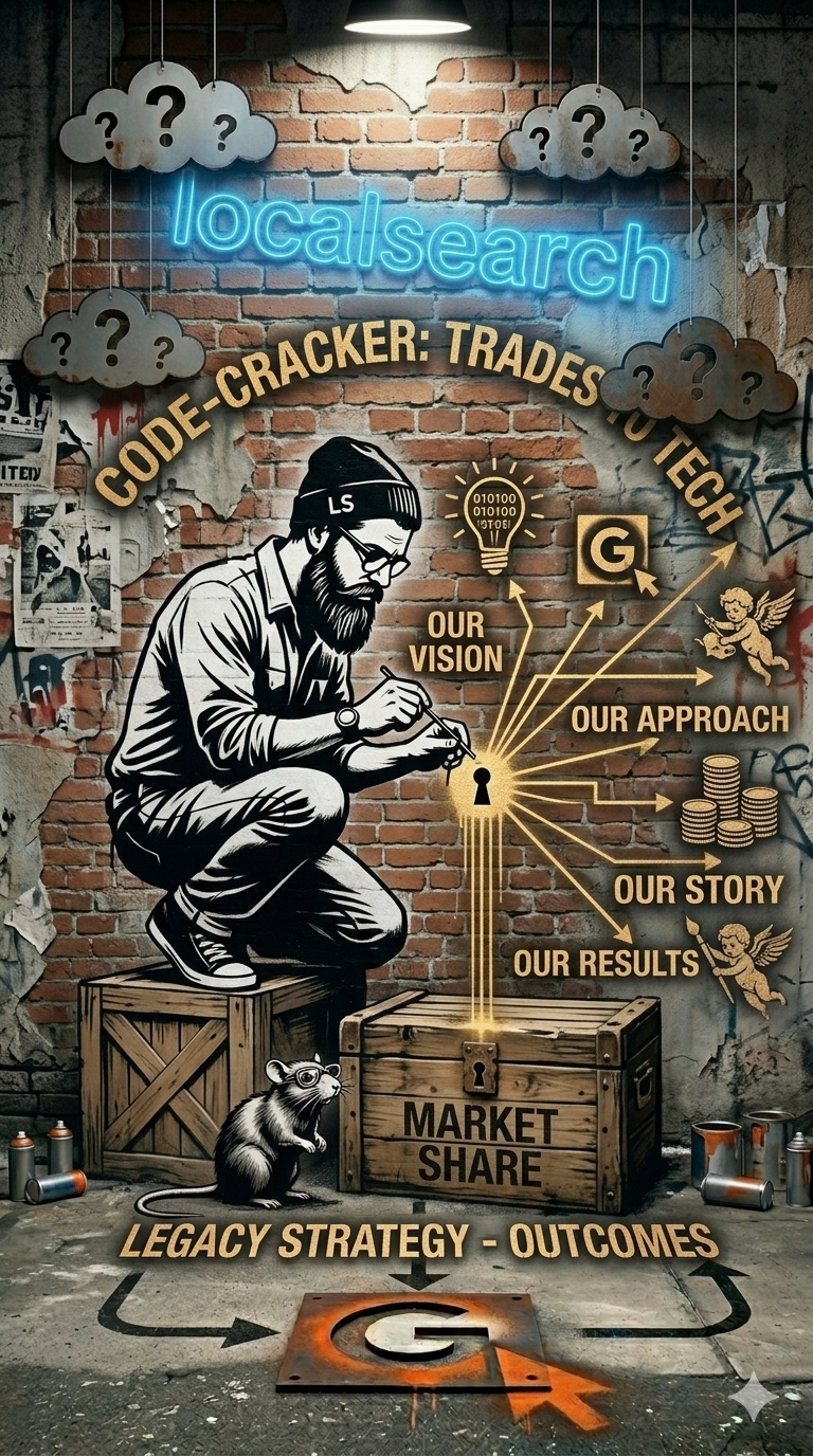 A man looking into a lock with the text 