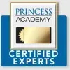 The logo for the princess academy is certified experts.