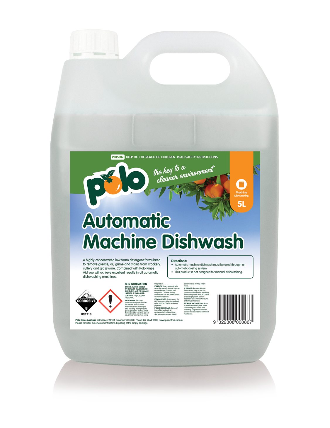 Polo Citrus Bottle Automatic Machine Dishwash 5L