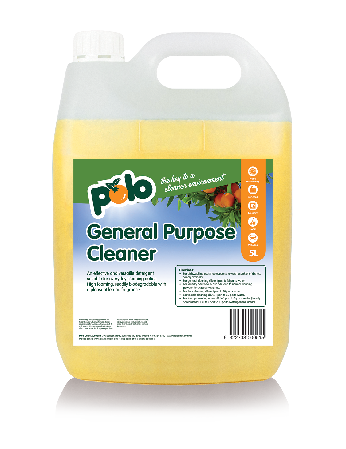 Polo Citrus Bottle General Purpose Cleaner 5L