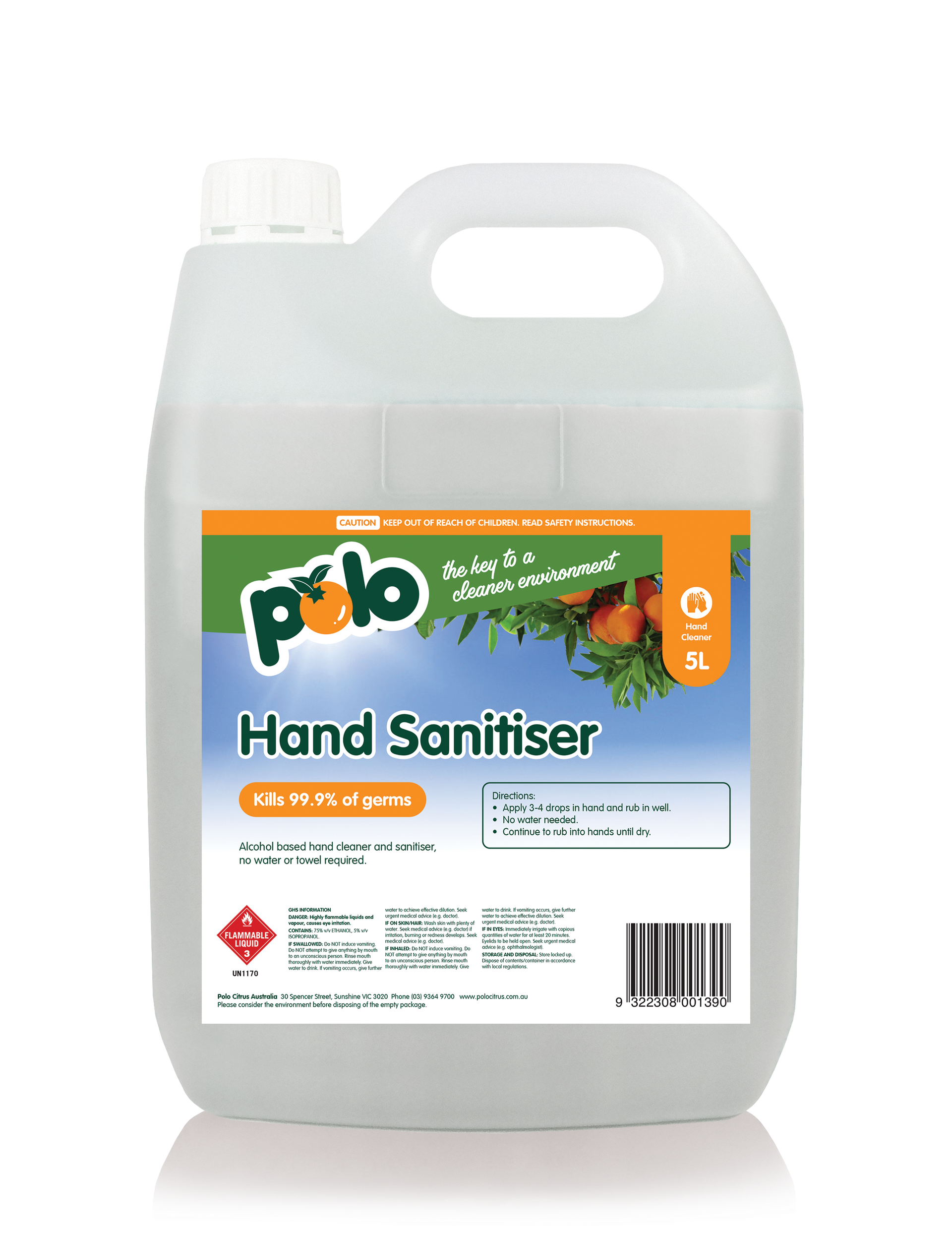 Polo Citrus Bottle Hand Sanitiser 5L