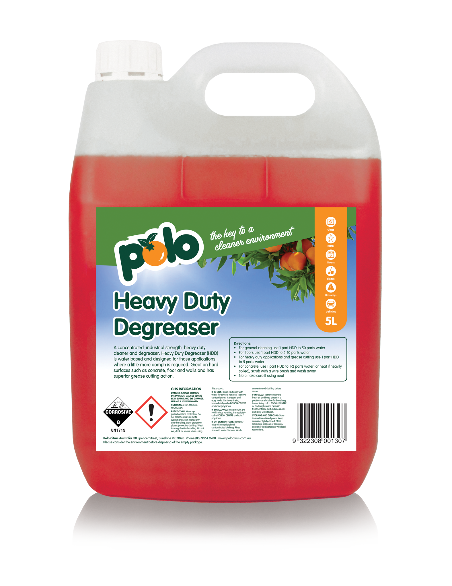 Polo Citrus Bottle Heavy Duty Degreaser 5L