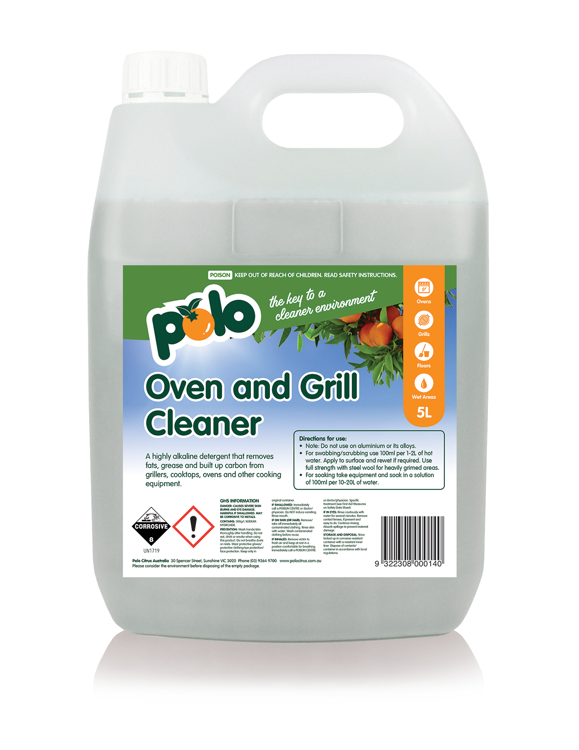 Polo Citrus Bottle Oven and Grill Cleaner 5L