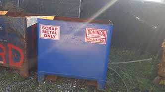 Blue Container For Scrap Metal — Richmond, VA — Dominion Salvage Inc