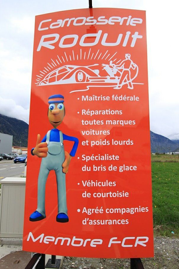 panneau publicitaire carrosserie roduit