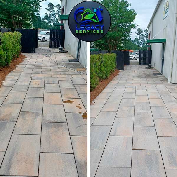 A before and after photo of a legacy services sign