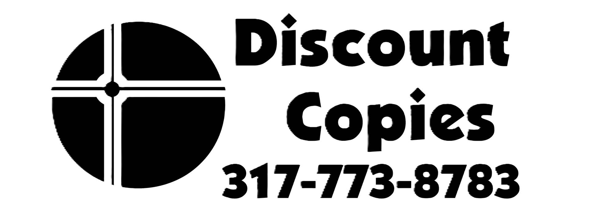 Discount Copies logo and phone number 317-773-8783