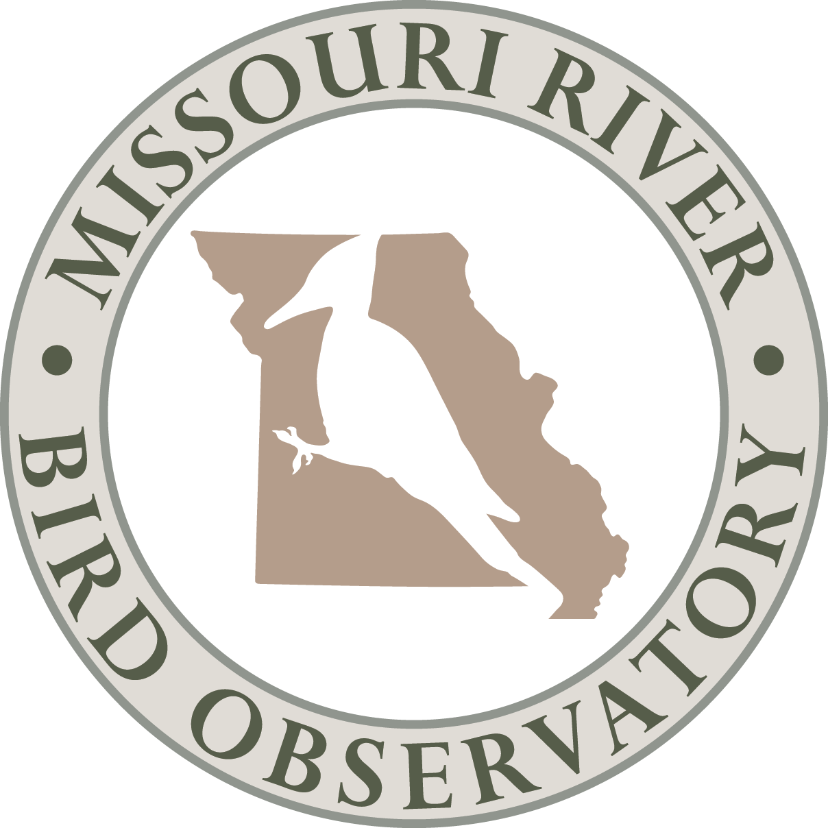 Missouri River Bird Observatory logo: circle with text, silhouette of bird and Missouri state outline.