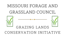 Logo for Missouri Forage and Grassland Council: text and grass illustrations.