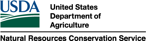 USDA NRCS logo, blue text above a green field, white curving lines, and gray text.