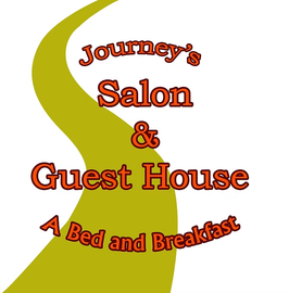 A logo for Journey 's Salon and Guest House a bed and breakfast