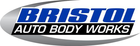 The bristol auto body works logo is blue and black on a white background.