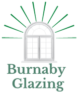 Burnaby Glazing Services logo with a white window and green shine.