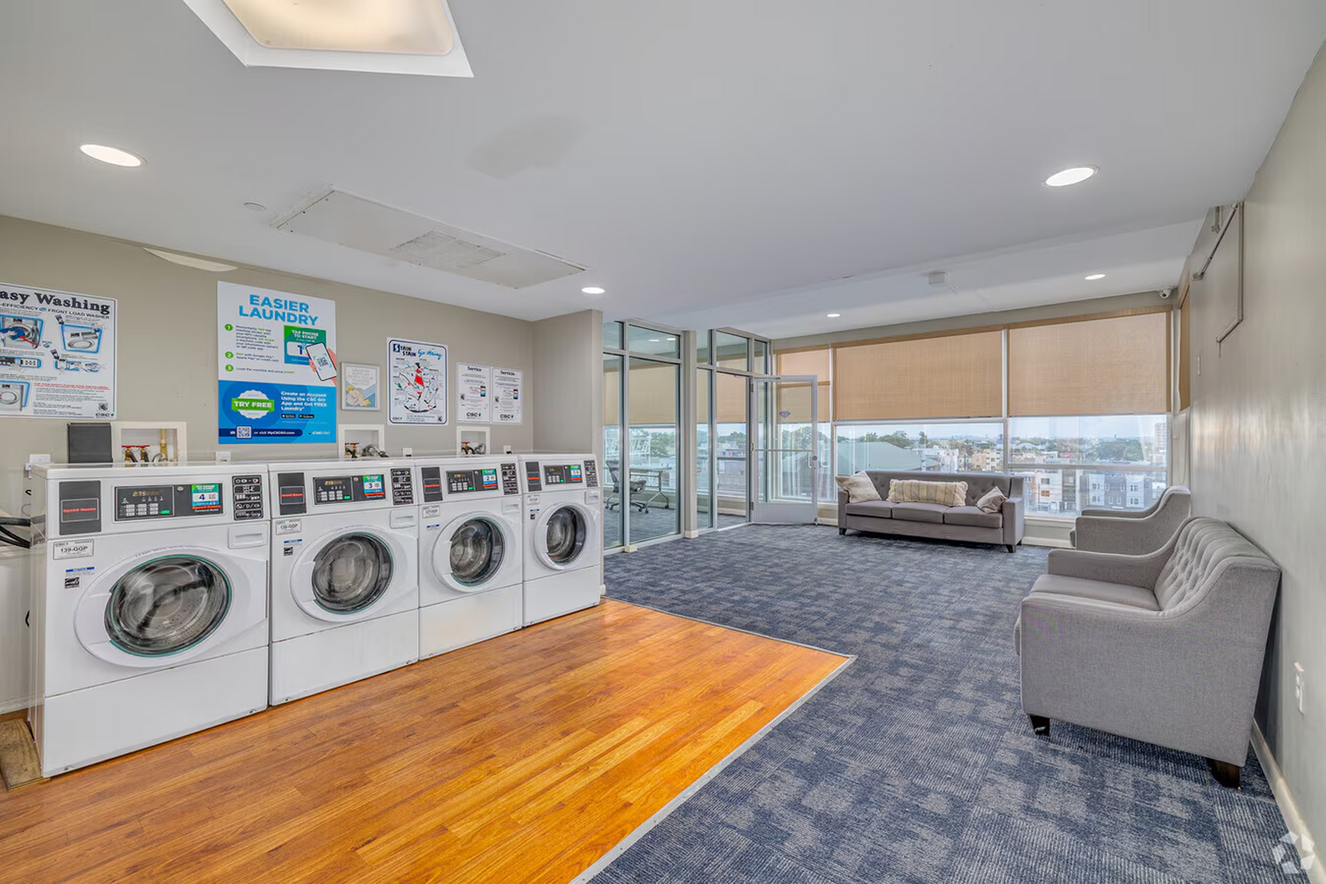 Community laundry room with washers and dryers at Temple Crossing