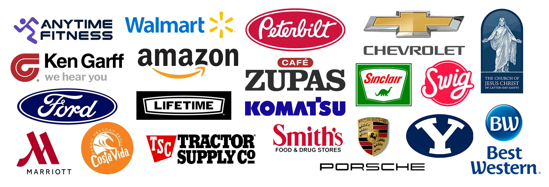 A bunch of logos on a white background including walmart