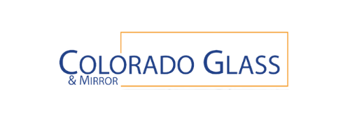 A logo for colorado glass and mirror on a white background
