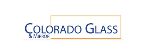 Colorado Glass & Mirror logo: Blue text with an orange border on white.
