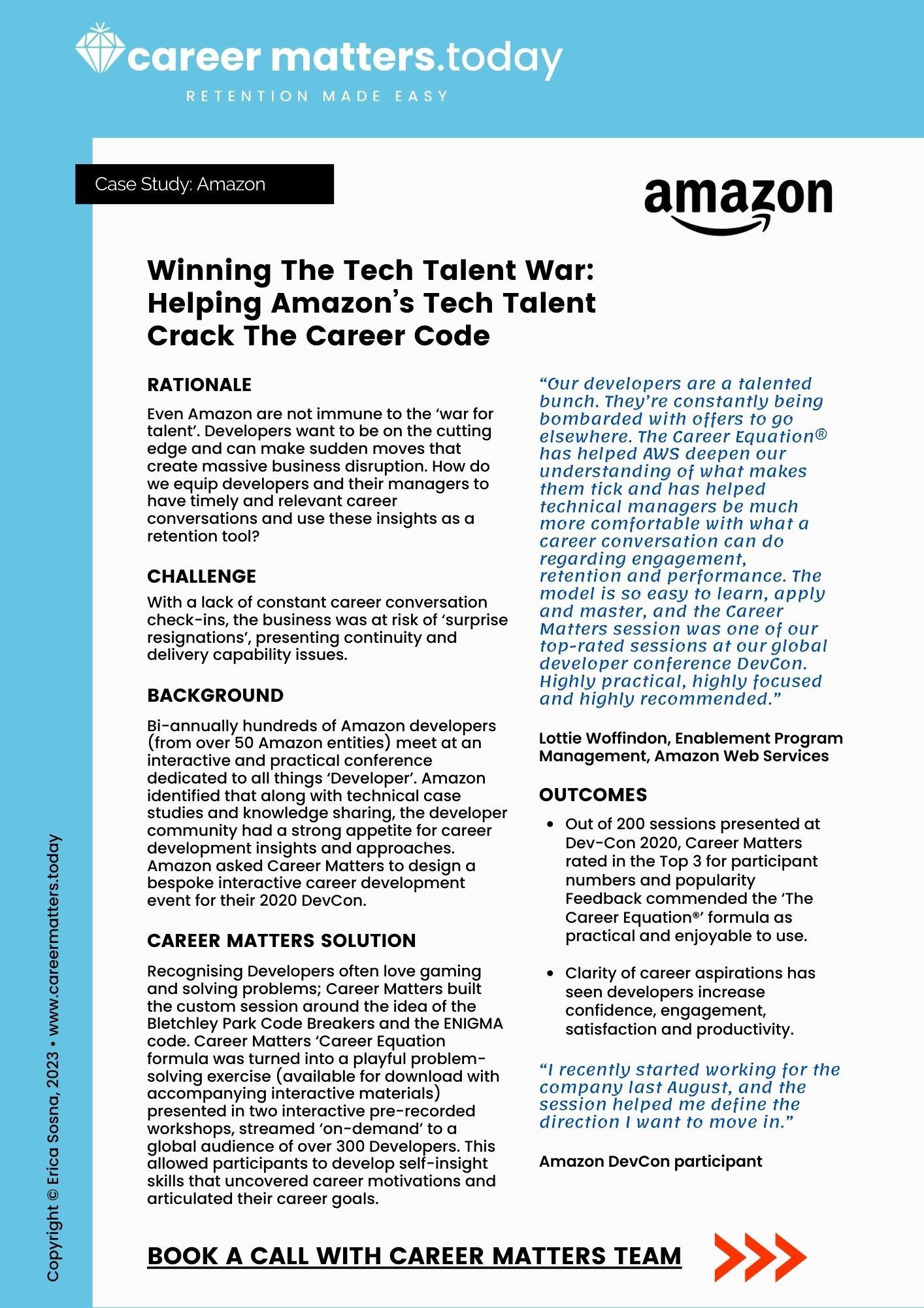 A document detailing the work Career Matters carried out with Amazon.