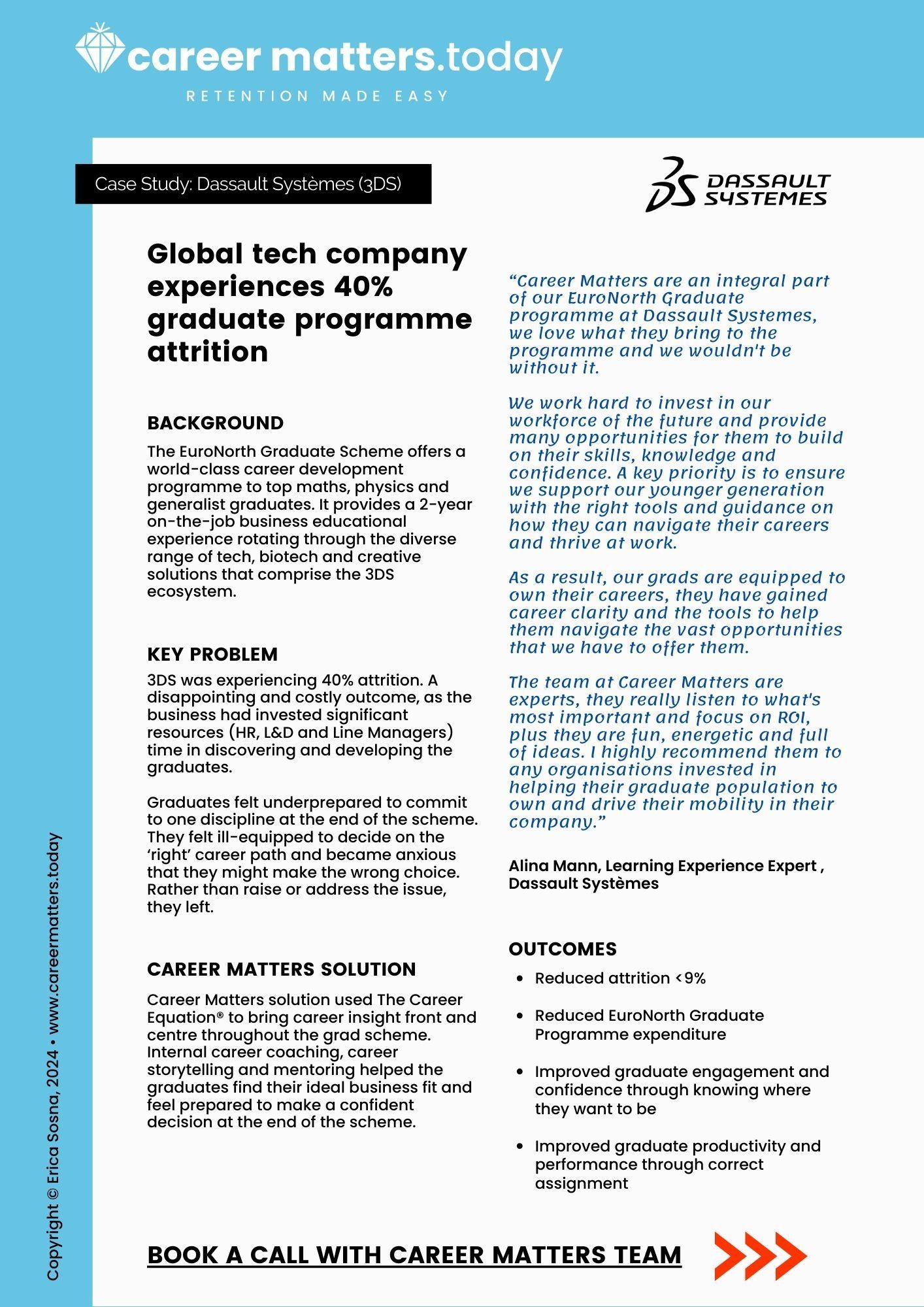 A brochure for a global tech company offering a 40 % graduate programme attraction.