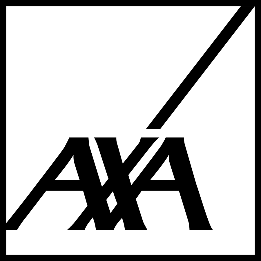 A black and white logo for a company called axa