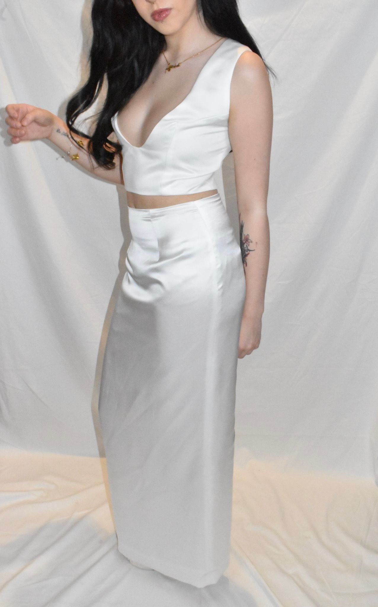 Restaurant Reception Silk Satin Maxi Skirt