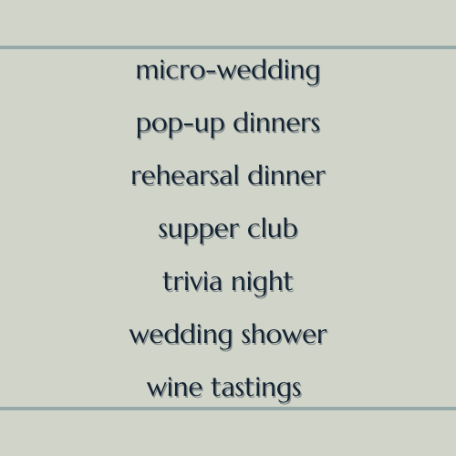 A list of different types of events including micro-wedding