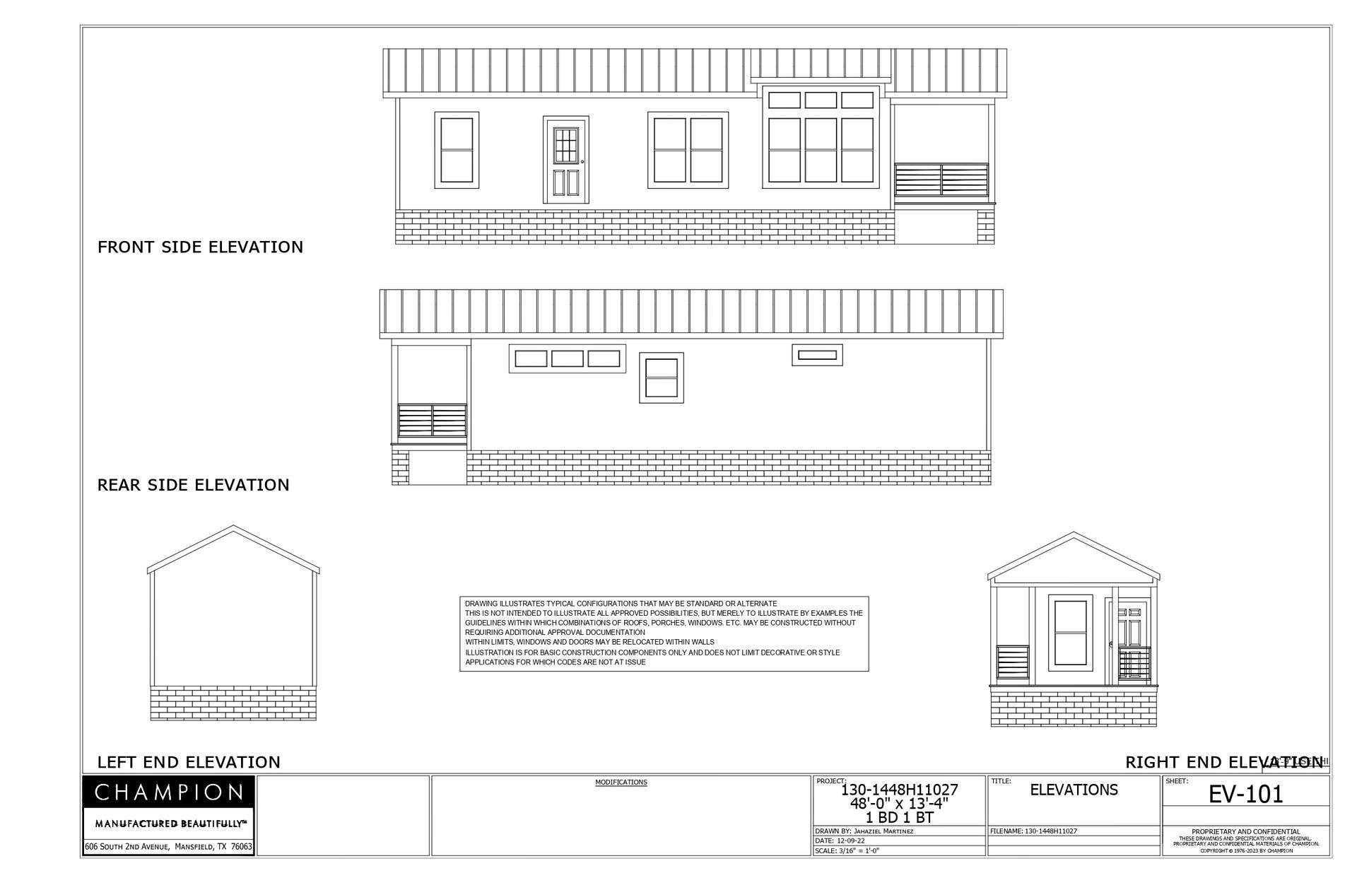 Front and rear side elevation.