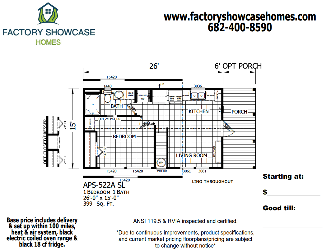 APS 522A SL Floorplan — Mansfield, TX — Factory Showcase Homes LLC APS 522A SL Floorplan — Mansfield, TX — Factory Showcase Homes LLC