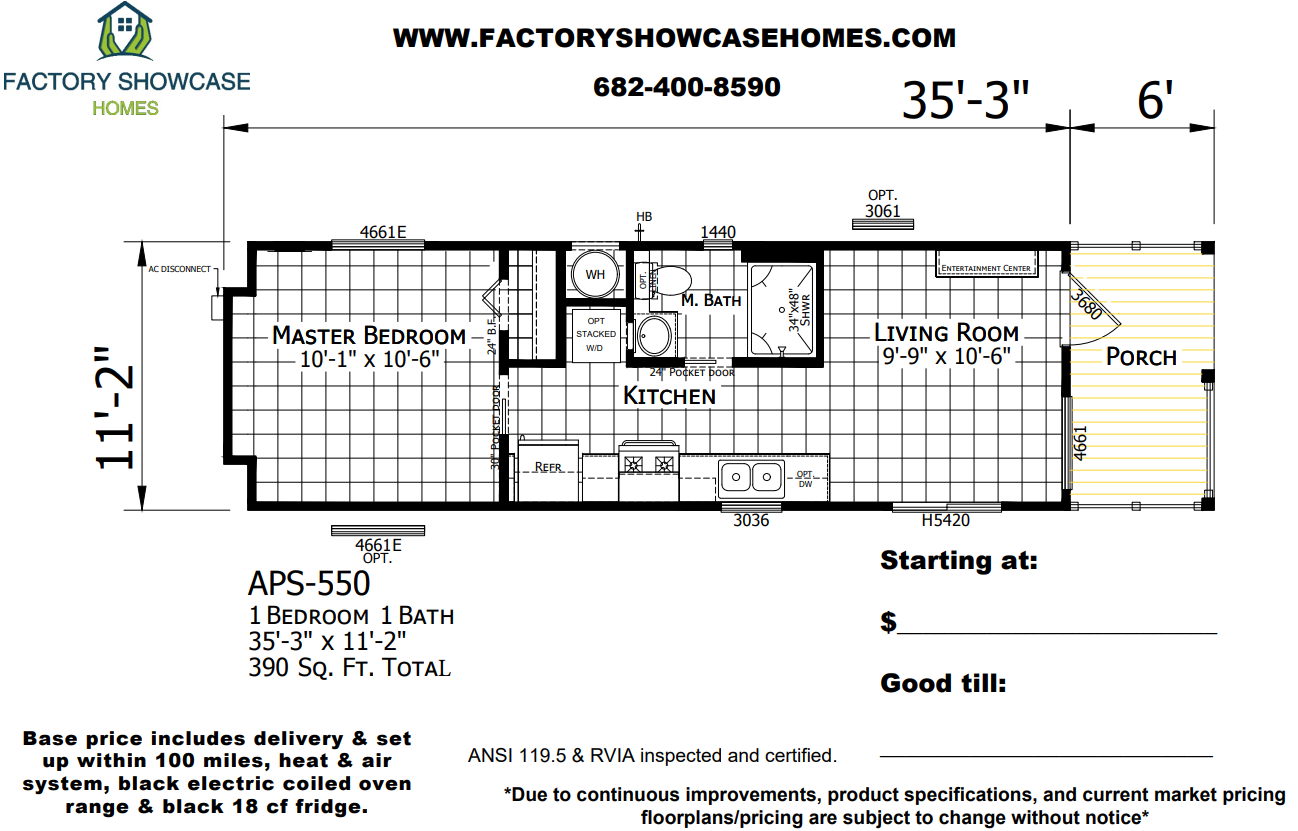 APS 550 Floorplan — Mansfield, TX — Factory Showcase Homes LLC APS 550 Floorplan — Mansfield, TX — Factory Showcase Homes LLC